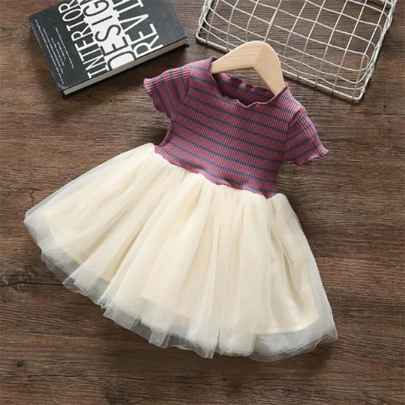 ZLYM-Girls' Knitted Striped Short Sleeve Dress Summer New Cute Baby Mesh Patchwork Princess Dress Trendy
ZLYM-Girls' Knitted Striped Short Sleeve Dress Summer New Cute Baby Mesh Patchwork Princess Dress Trendy