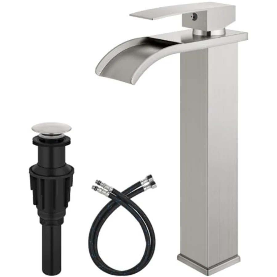 Vessel Sink Faucet Waterfall Tall Bathroom Faucet Single Handle, Single Hole Lavatory Vanity Mixer Tap with Pop Up Drain and Su
Vessel Sink Faucet Waterfall Tall Bathroom Faucet Single Handle, Single Hole Lavatory Vanity Mixer Tap with Pop Up Drain and Su