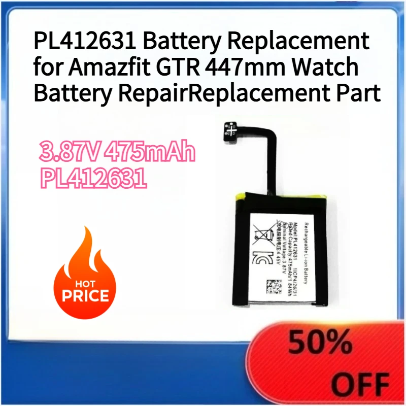 475mAh PL412631 Battery Replacement for Amazfit GTR 4 47mm Watch Battery Repair Replacement Part
475mAh PL412631 Battery Replacement for Amazfit GTR 4 47mm Watch Battery Repair Replacement Part