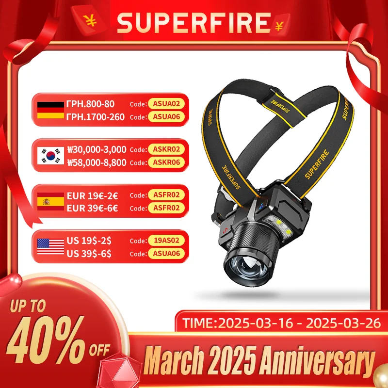 SUPERFIRE HL25 LED Sensor Headlamp Camping Search Light Head Flashlight Rechargeable Powerful Head Lamp Front Lantern Headlight
SUPERFIRE HL25 LED Sensor Headlamp Camping Search Light Head Flashlight Rechargeable Powerful Head Lamp Front Lantern Headlight