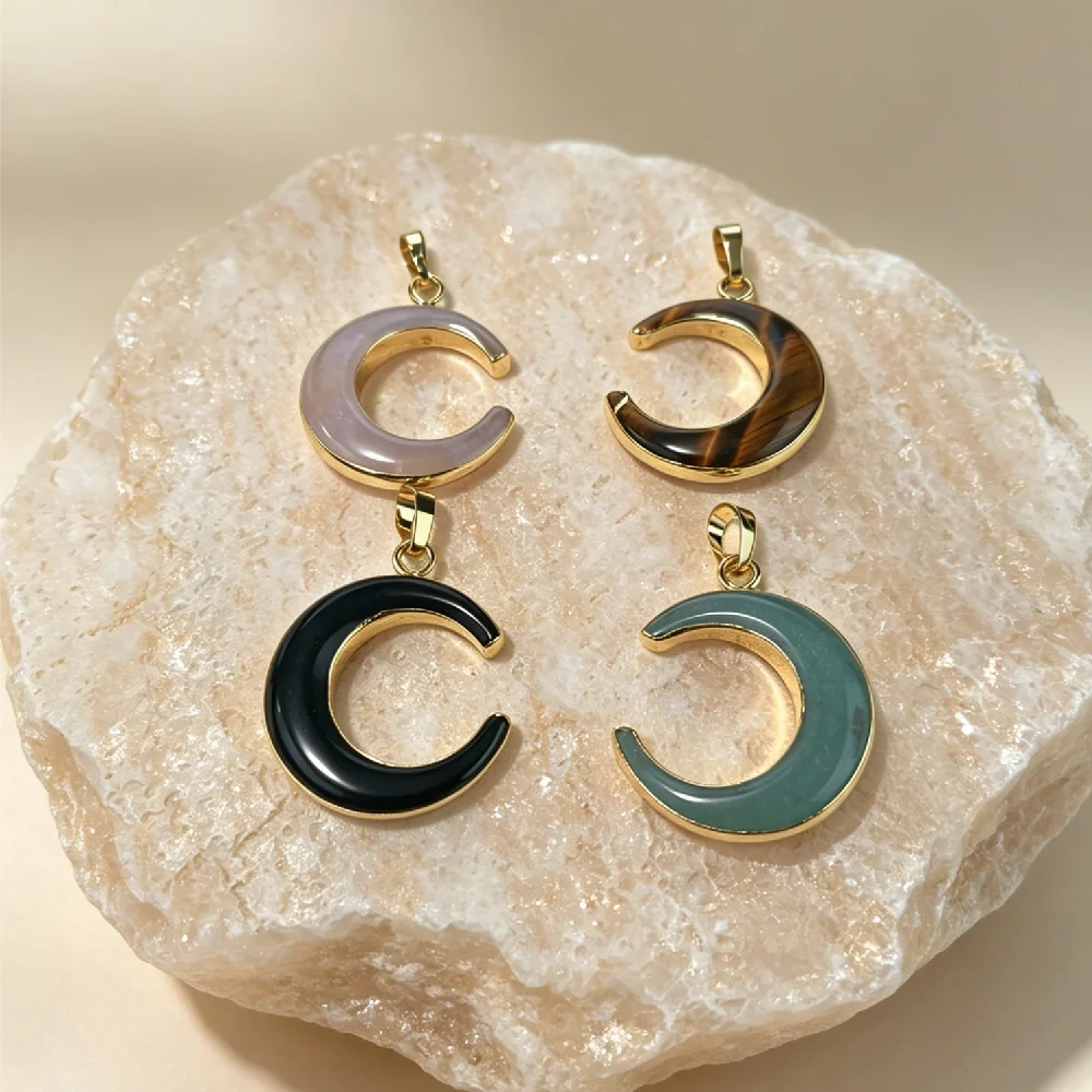 Open Crescent Moon Charms Natural Semi Precious Stone Golden Plated Bezel Set Bulk Mixed Stones P2D1021
Open Crescent Moon Charms Natural Semi Precious Stone Golden Plated Bezel Set Bulk Mixed Stones P2D1021