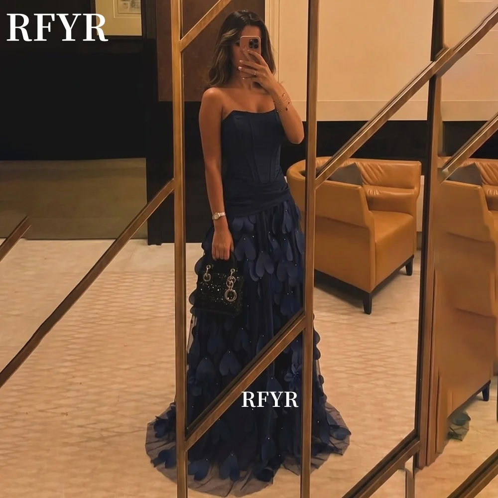 RFYR Strapless Prom Dress with 3D Flower A Line Evening Party Dresses with Beads Gala Dress for Women vestidos fiesta Customized
RFYR Strapless Prom Dress with 3D Flower A Line Evening Party Dresses with Beads Gala Dress for Women vestidos fiesta Customized
