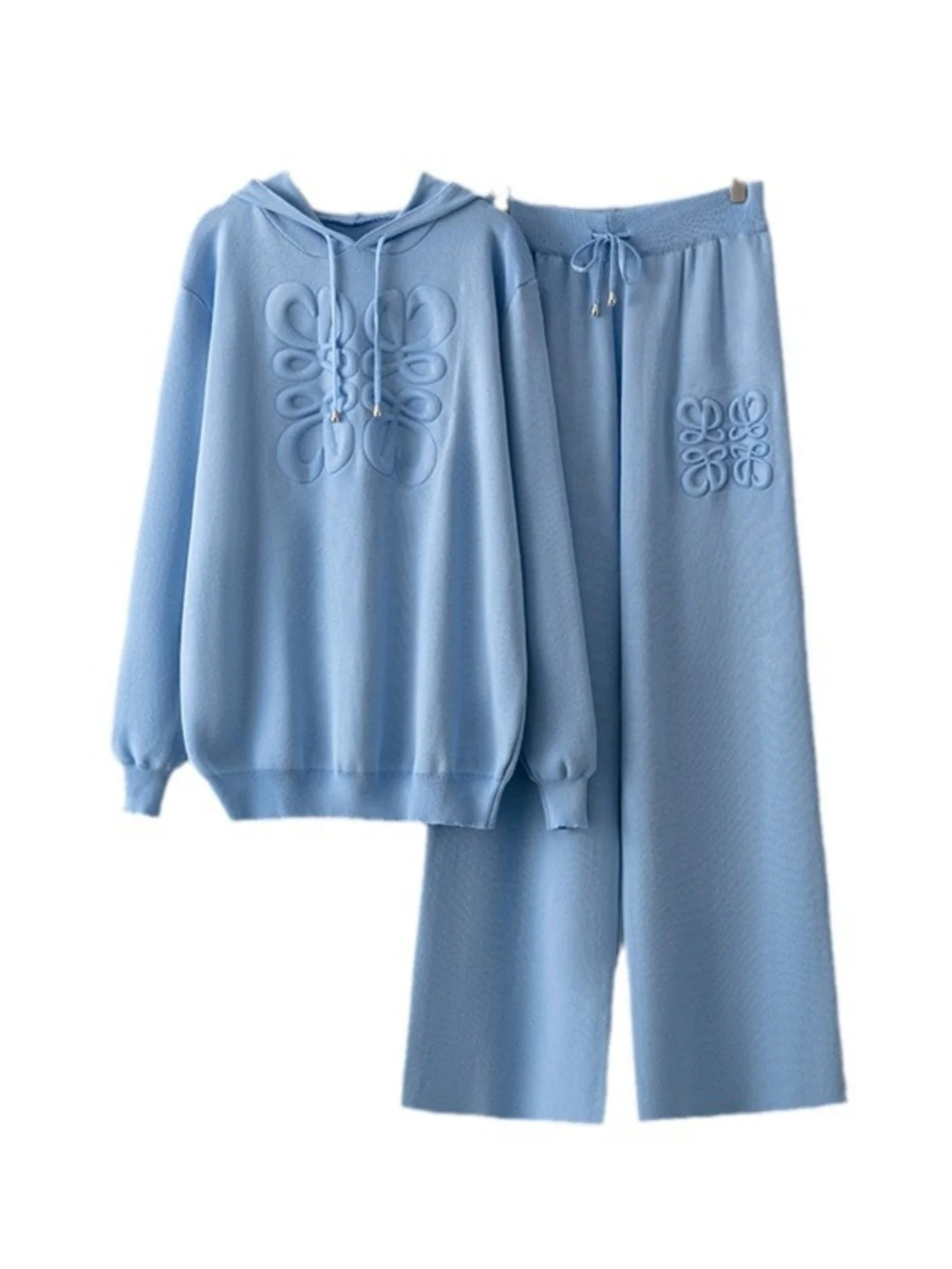 Blue Embroidered Hoodie Knitted Set Casual Long Sve Pants Women's Faion Autumn Collection Acrylic Fabric Long Pants
Blue Embroidered Hoodie Knitted Set Casual Long Sve Pants Women's Faion Autumn Collection Acrylic Fabric Long Pants