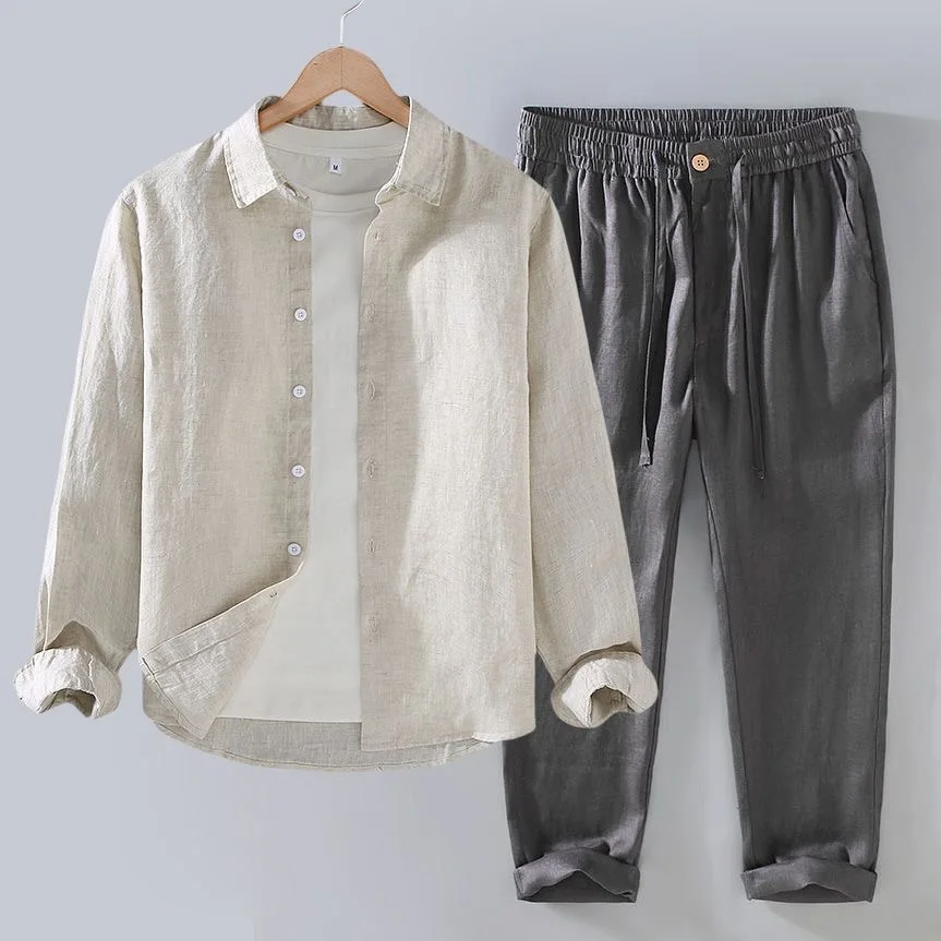 100% Linen Shirt Pants Set for Men, Summer Casual Short Sleeve Button Down Shirt & Elastic Waist Pants 2 Piece Outfit
100% Linen Shirt Pants Set for Men, Summer Casual Short Sleeve Button Down Shirt & Elastic Waist Pants 2 Piece Outfit