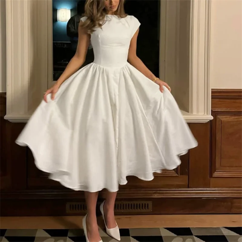 French Elegant Lady Simple Style Hollow Back Midi Party Dress Black White Red Summer Short Sleeve Slim Swing Tea Dress Vestidos
French Elegant Lady Simple Style Hollow Back Midi Party Dress Black White Red Summer Short Sleeve Slim Swing Tea Dress Vestidos