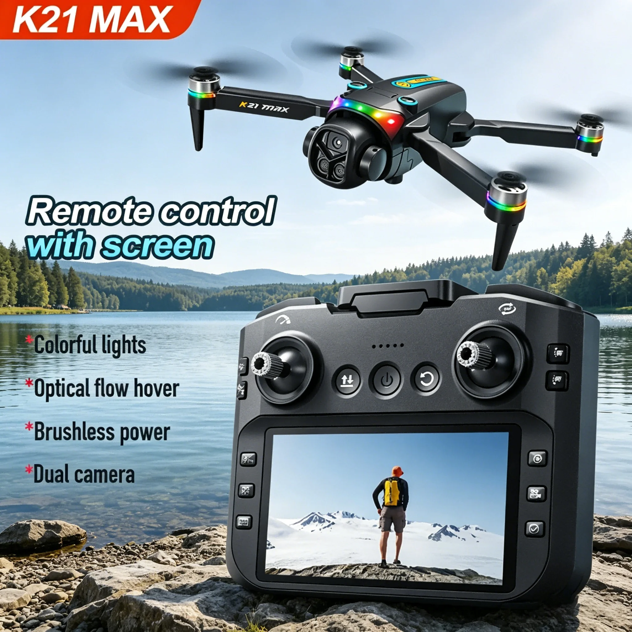 K21 MAX Drone 4K Professional HD Triple Camera 5G WIFI FPV Dron Brushless Motor Optical Flow Hover Large Screen Quadcopter Toys
K21 MAX Drone 4K Professional HD Triple Camera 5G WIFI FPV Dron Brushless Motor Optical Flow Hover Large Screen Quadcopter Toys