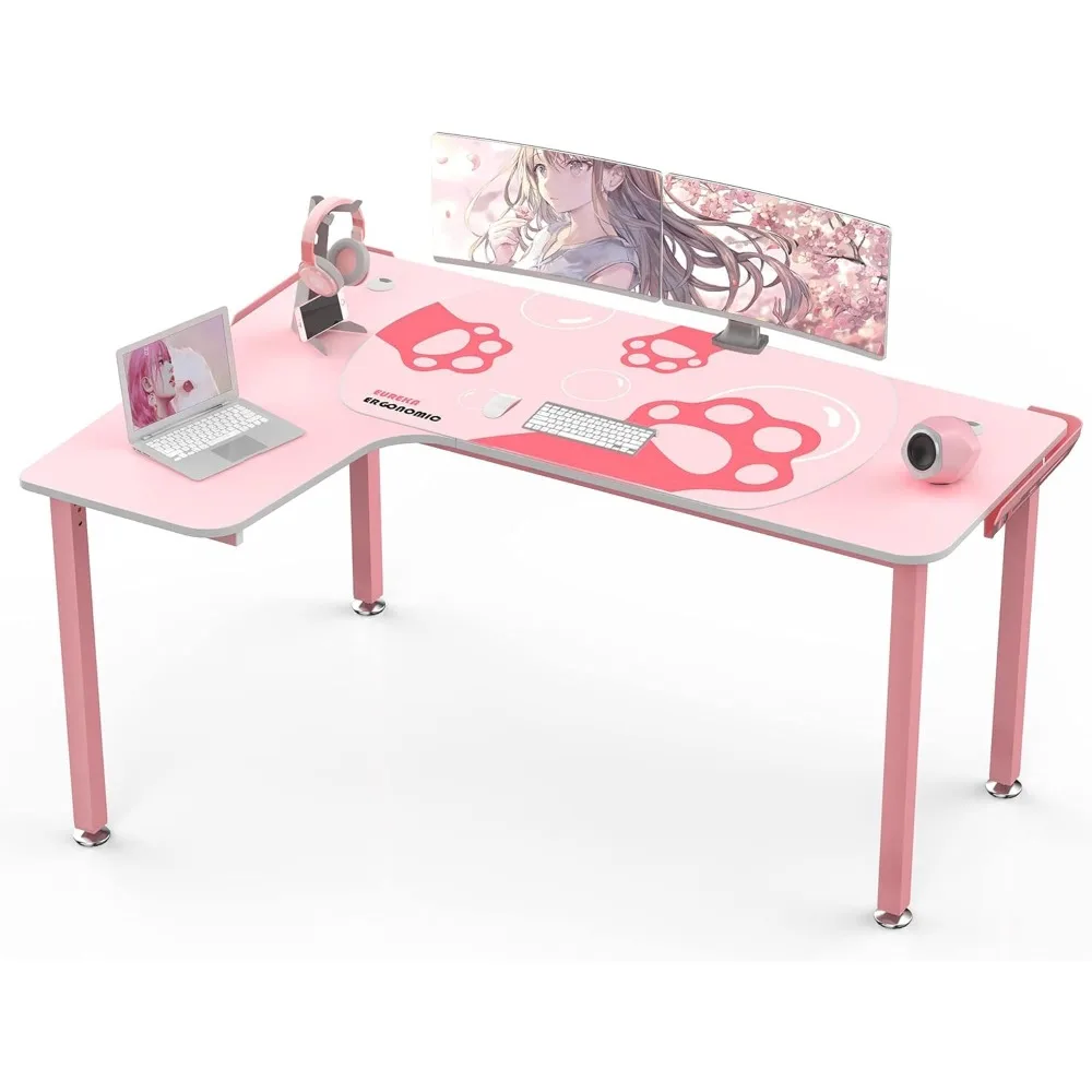 Gaming Desk, Pink L-Shaped Computer Desk, Corner Desk Gamer Desk Game Table with Free Mouse Pad
Gaming Desk, Pink L-Shaped Computer Desk, Corner Desk Gamer Desk Game Table with Free Mouse Pad