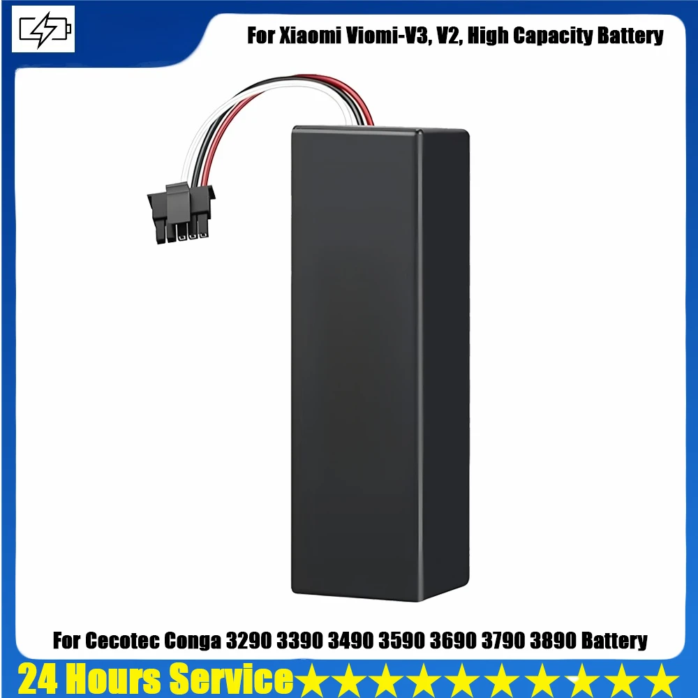 14.8V 9.8Ah Lithium Replacement Battery for Cecotec Conga 3290/3790 3890 Battery, for Xiaomi Viomi-V3, V2, High Capacity Battery
14.8V 9.8Ah Lithium Replacement Battery for Cecotec Conga 3290/3790 3890 Battery, for Xiaomi Viomi-V3, V2, High Capacity Battery
