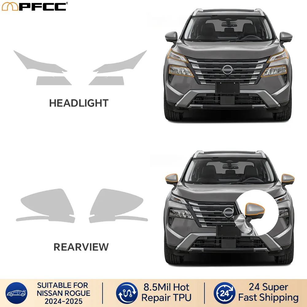 Предварительно вырезанная защитная пленка для фар Nissan ROGUE 2024 2025, автомобильная прозрачная наклейка, комплект устойчивой пленки против царапин 
Предварительно вырезанная защитная пленка для фар Nissan ROGUE 2024 2025, автомобильная прозрачная наклейка, комплект устойчивой пленки против царапин