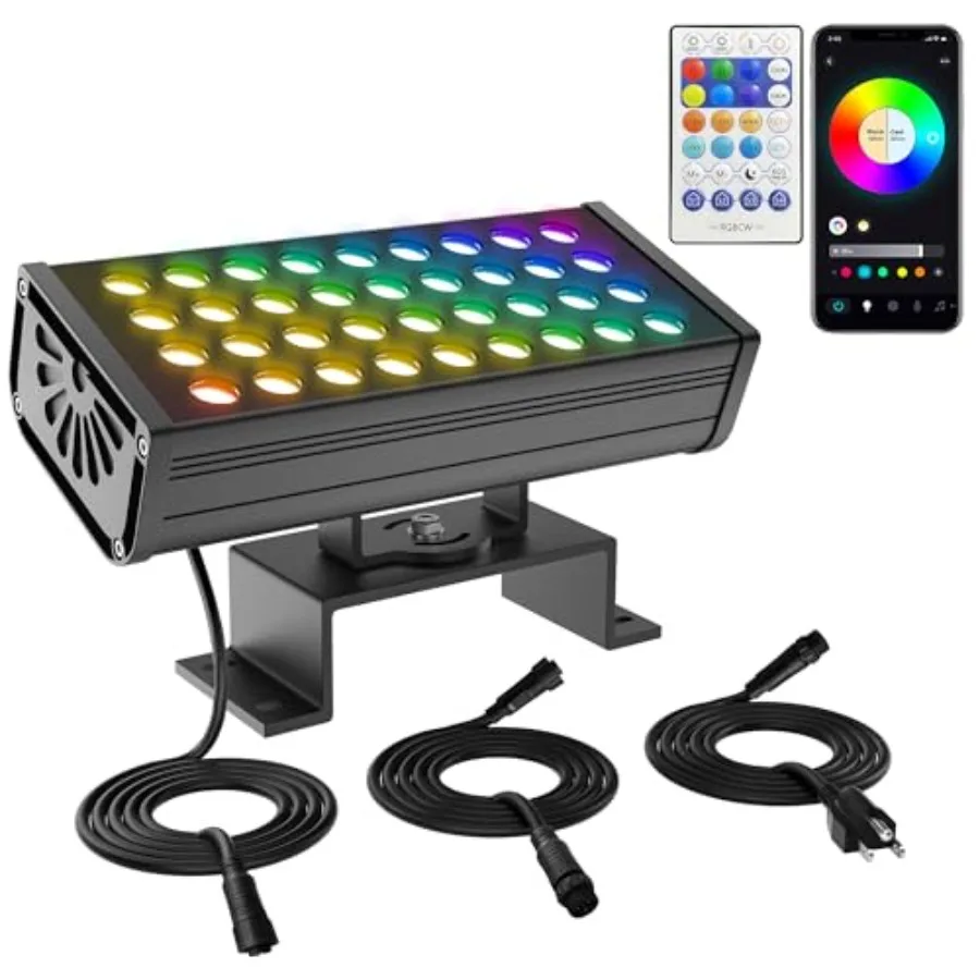 Linkable Flood Lights Outdoor 180W RGBCW Color Changing LED Floodlight, APP and RF Control, 2700K-6500K Tunable White, 50 Modes
Linkable Flood Lights Outdoor 180W RGBCW Color Changing LED Floodlight, APP and RF Control, 2700K-6500K Tunable White, 50 Modes