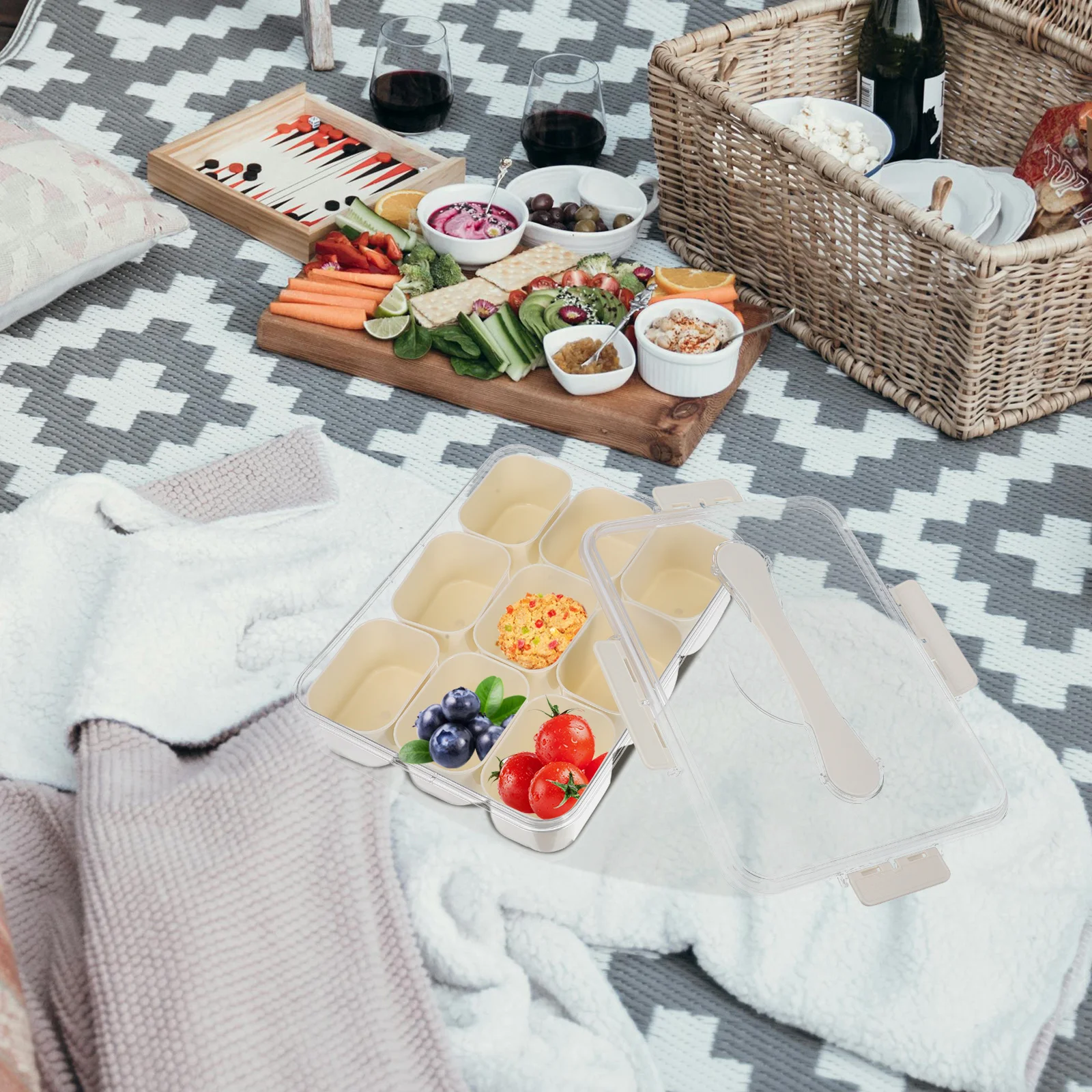 9-Compartment Food Storage Box Lid Included Snack Serving Tray For Dried Fruits Nuts Compartment Container Kitchen
9-Compartment Food Storage Box Lid Included Snack Serving Tray For Dried Fruits Nuts Compartment Container Kitchen