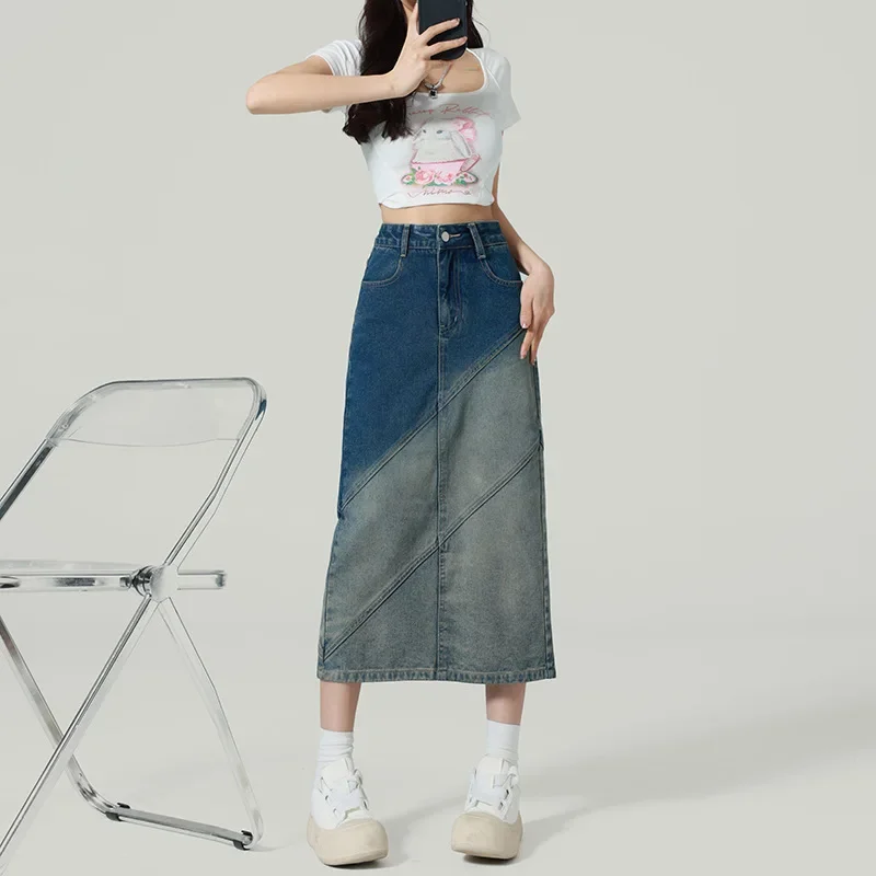 Gradient Color Slit Denim Skirt for Women Summer New High-waisted Slimming A-line Skirt Mid-length Hip-hugging Skirt
Gradient Color Slit Denim Skirt for Women Summer New High-waisted Slimming A-line Skirt Mid-length Hip-hugging Skirt