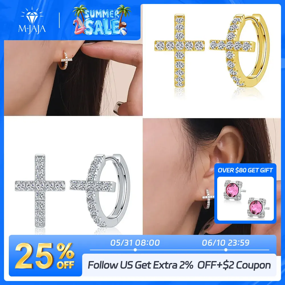 M-JAJA Moissanite Cross Hoop Earrings for Women S925 Sterling Silver Diamond Earrings Gold Plated Trendy Jewelry Christmas Gift
M-JAJA Moissanite Cross Hoop Earrings for Women S925 Sterling Silver Diamond Earrings Gold Plated Trendy Jewelry Christmas Gift