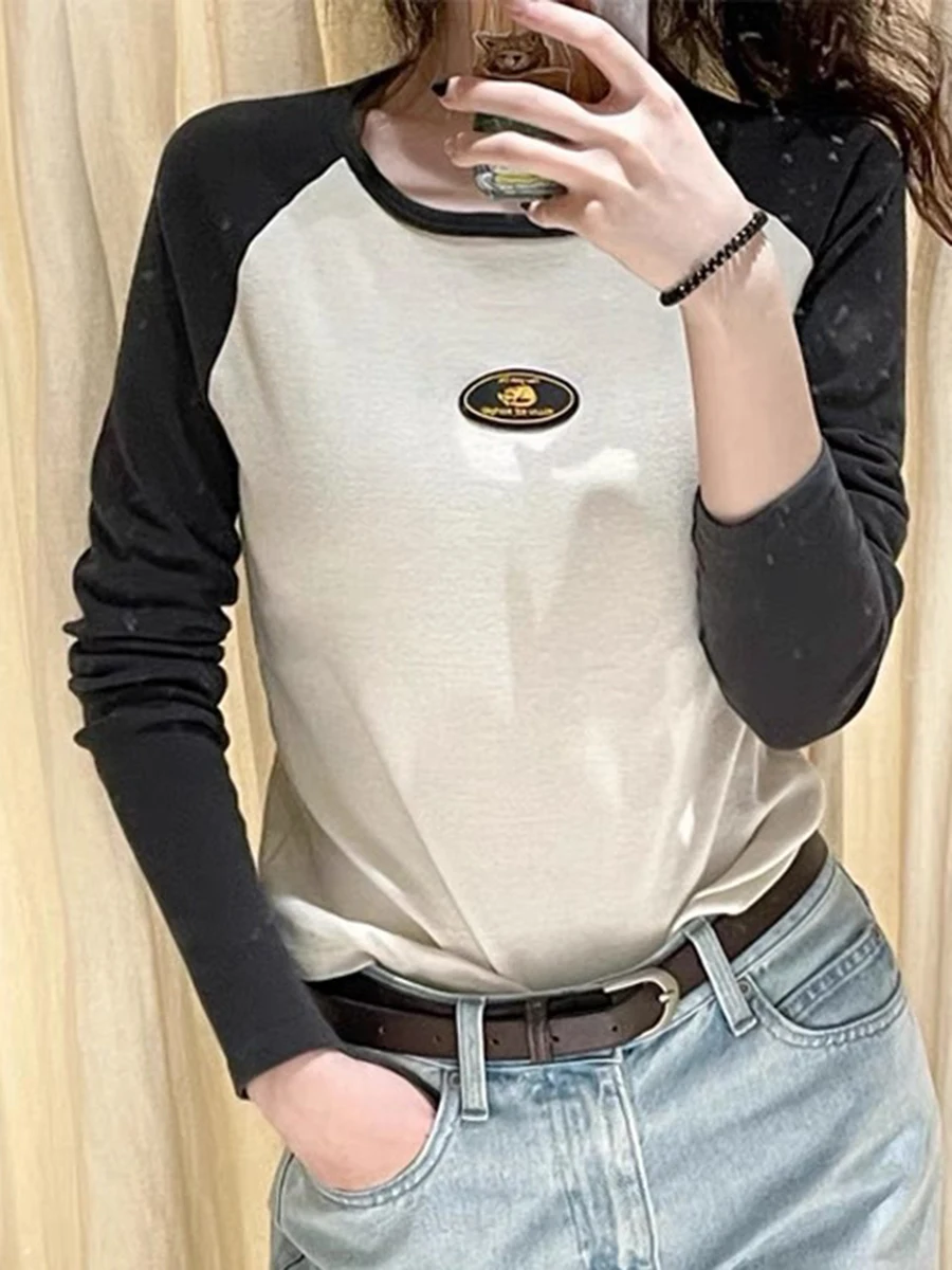 Fashion Patchwork Slim Long Sleeve Tops Women Casual Simple Cotton Letter Print Streetwear Tee Female Vintage Chic Y2K T-shirts
Fashion Patchwork Slim Long Sleeve Tops Women Casual Simple Cotton Letter Print Streetwear Tee Female Vintage Chic Y2K T-shirts