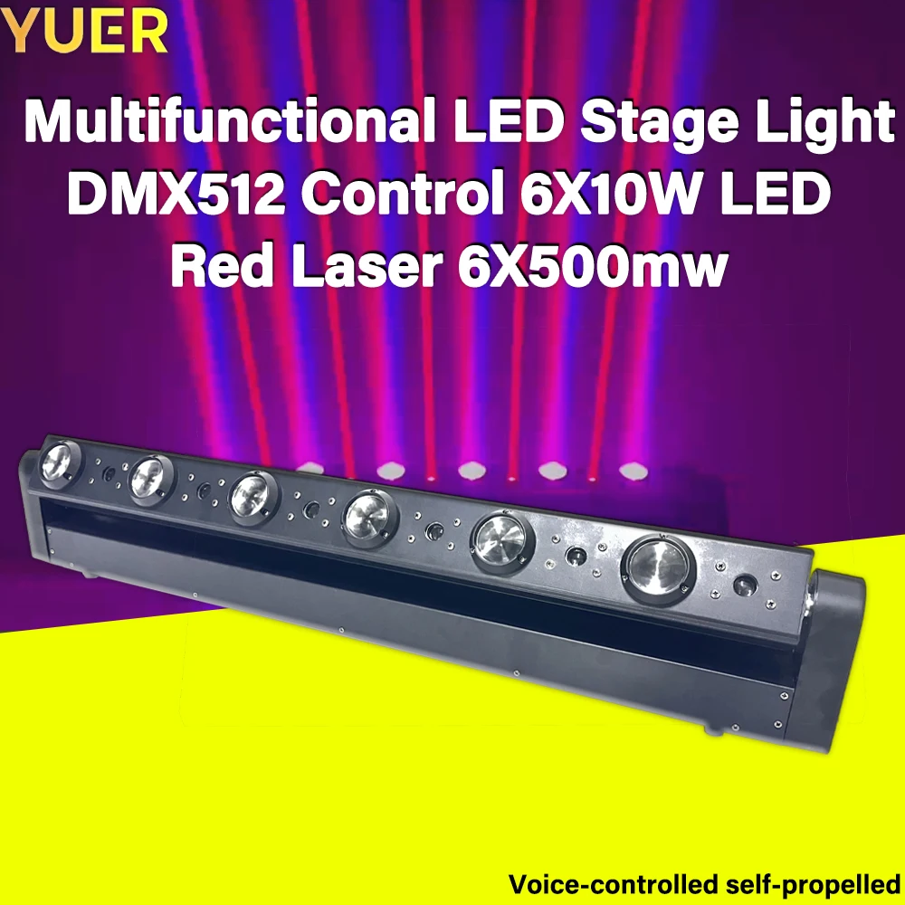 Сценический свет YUER: 6x10 Вт светодиодов + 6x500 мВт красный лазер, DMX512, звуковая активация, компактный дизайн. DMX512 управление, идеально подходит для мероприятий клубов
Сценический свет YUER: 6x10 Вт светодиодов + 6x500 мВт красный лазер, DMX512, звуковая активация, компактный дизайн. DMX512 управление, идеально подходит для мероприятий клубов