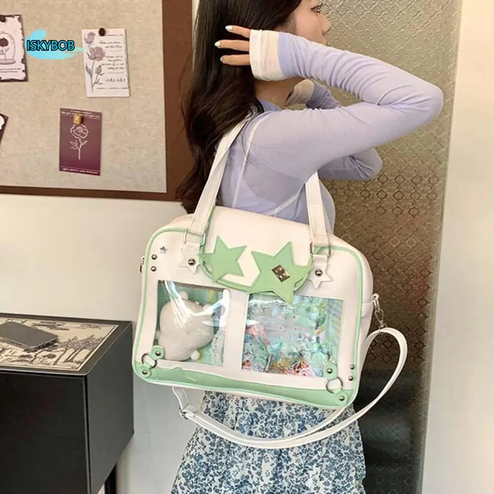Star Decoration Shoulder Ita Bag PU Leather PVC Goth Transparent Pocket Waterproof Large Capacity Y2K Anime Display Bag
Star Decoration Shoulder Ita Bag PU Leather PVC Goth Transparent Pocket Waterproof Large Capacity Y2K Anime Display Bag
