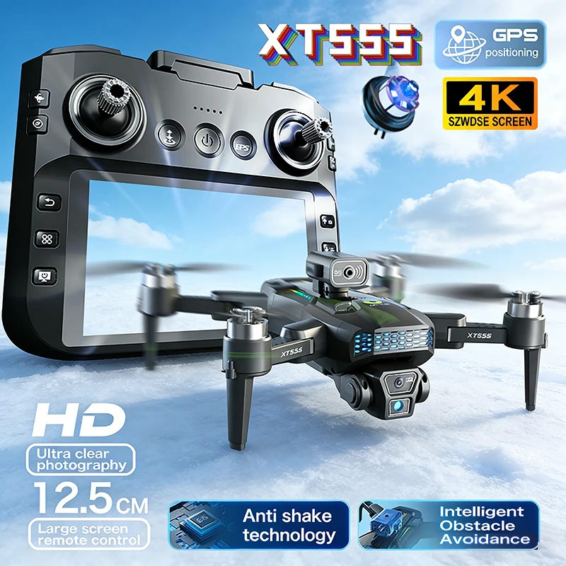 New XT555 GPS Drone Cam Professional 8K HD Dual Camera Brushles Motor 5G WIFI FPV Foldable Screen Display RC Quadcopter toy
New XT555 GPS Drone Cam Professional 8K HD Dual Camera Brushles Motor 5G WIFI FPV Foldable Screen Display RC Quadcopter toy