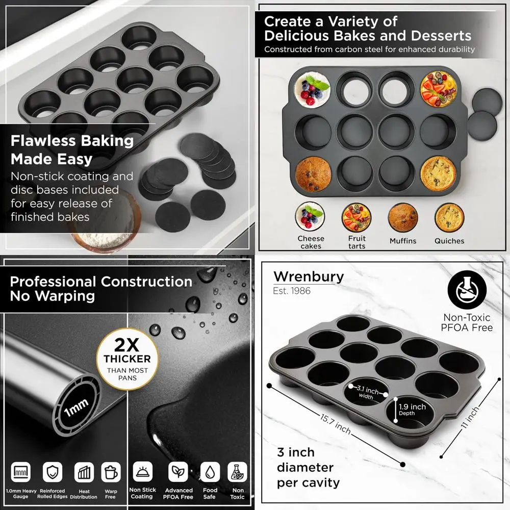 Pro Mini Cheeke Pans Removable Bottom 12 Hole - Heavy Gauge Carbon Steel Non Stick Pan Loose Bottom Springorm - 3 Inch Small Ind
Pro Mini Cheeke Pans Removable Bottom 12 Hole - Heavy Gauge Carbon Steel Non Stick Pan Loose Bottom Springorm - 3 Inch Small Ind