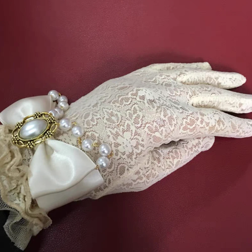 Lolita Rhinestone Gloves Hand Wrist Cuffs Bowknot Lace Trim Maid Cosplay Accessories For Women Girl Party Shooting Props
Lolita Rhinestone Gloves Hand Wrist Cuffs Bowknot Lace Trim Maid Cosplay Accessories For Women Girl Party Shooting Props