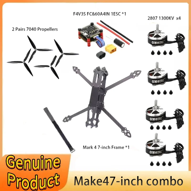 Mark4 Mark 4 7inch 295mm FPV Carbon Fiber Frame F4 V3S PLUS Stack BLS 60A ESC 2807 1300KV Brushless Motor 7040 propeller RC Kit
Mark4 Mark 4 7inch 295mm FPV Carbon Fiber Frame F4 V3S PLUS Stack BLS 60A ESC 2807 1300KV Brushless Motor 7040 propeller RC Kit