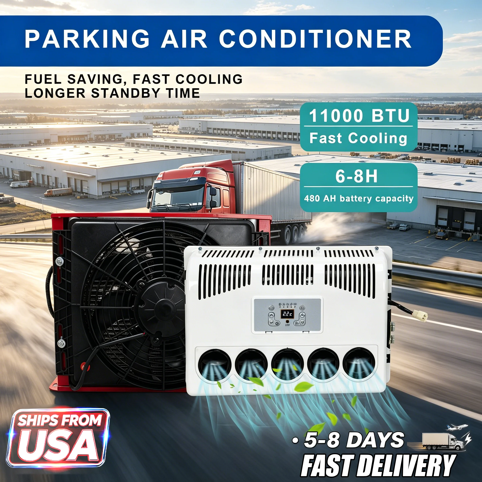11000 BTU 12V DC Split Sleeper Cab AC, NASA Grade Heavy Duty Truck Air Conditioner, Universal Cooling System for Semi Truck, RV
11000 BTU 12V DC Split Sleeper Cab AC, NASA Grade Heavy Duty Truck Air Conditioner, Universal Cooling System for Semi Truck, RV