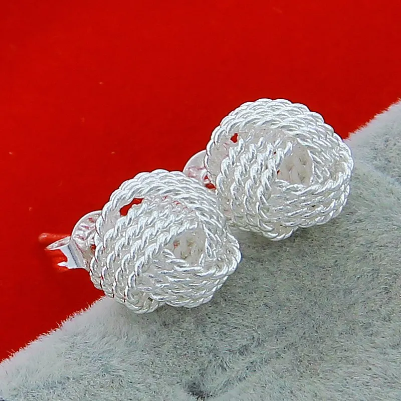 925 Sterling Silver Mesh Love Twist Knot Ball Stud Earrings For Women Wedding Party Gift Accessories Fashion Jewelry
925 Sterling Silver Mesh Love Twist Knot Ball Stud Earrings For Women Wedding Party Gift Accessories Fashion Jewelry