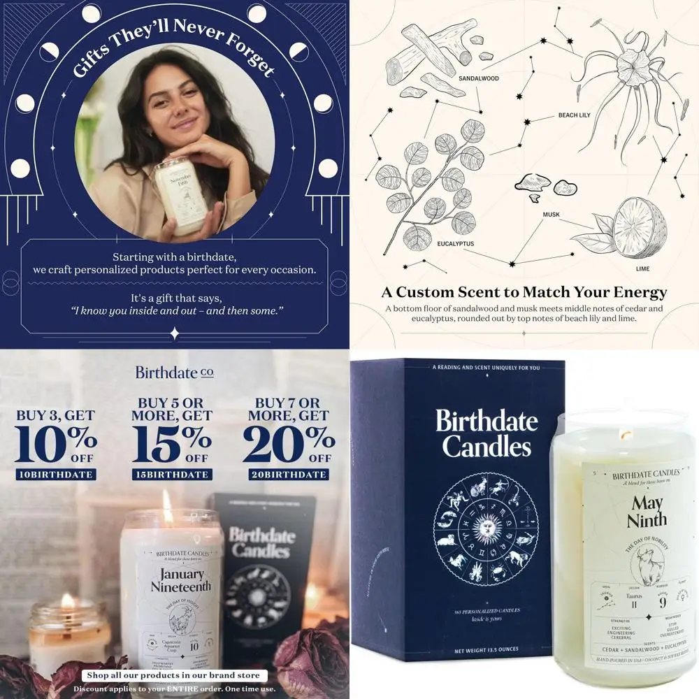 Свечи на день рождения Телец, 9 мая – соевые и кокосовые свечи с ароматами кедра, сандала и эвкалипта – время горения 60-80 часов, производство США
Свечи на день рождения Телец, 9 мая – соевые и кокосовые свечи с ароматами кедра, сандала и эвкалипта – время горения 60-80 часов, производство США