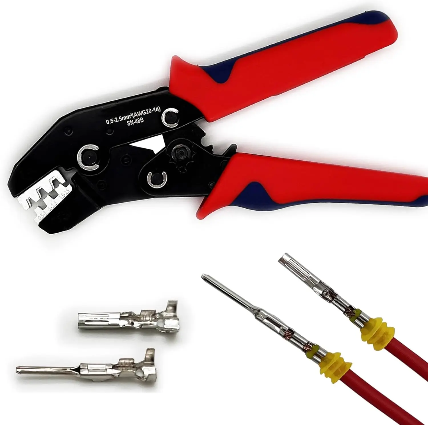 Crimping Tool with Ratchet, Ratcheting Wire Crimper for Open Barrel Terminals 20-14 AWG, Electrical Crimping Pliers
Crimping Tool with Ratchet, Ratcheting Wire Crimper for Open Barrel Terminals 20-14 AWG, Electrical Crimping Pliers