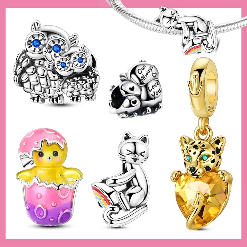 Silver 925 Animal Gold Color Leopard Owl Charms Shiny Heart Beads Fit Original Bracelet DIY Jewelry Fine Exqusite Gift for Women
Silver 925 Animal Gold Color Leopard Owl Charms Shiny Heart Beads Fit Original Bracelet DIY Jewelry Fine Exqusite Gift for Women