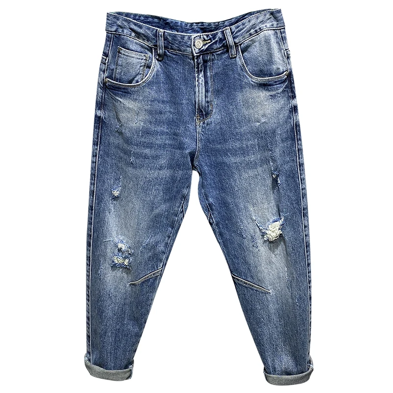 Ripped Jeans Men Light Blue Stretch Capris Pants Distressed Casual Harem Pants Vintage Hip Hop Ankle Length Trousers Jeans Brand
Ripped Jeans Men Light Blue Stretch Capris Pants Distressed Casual Harem Pants Vintage Hip Hop Ankle Length Trousers Jeans Brand