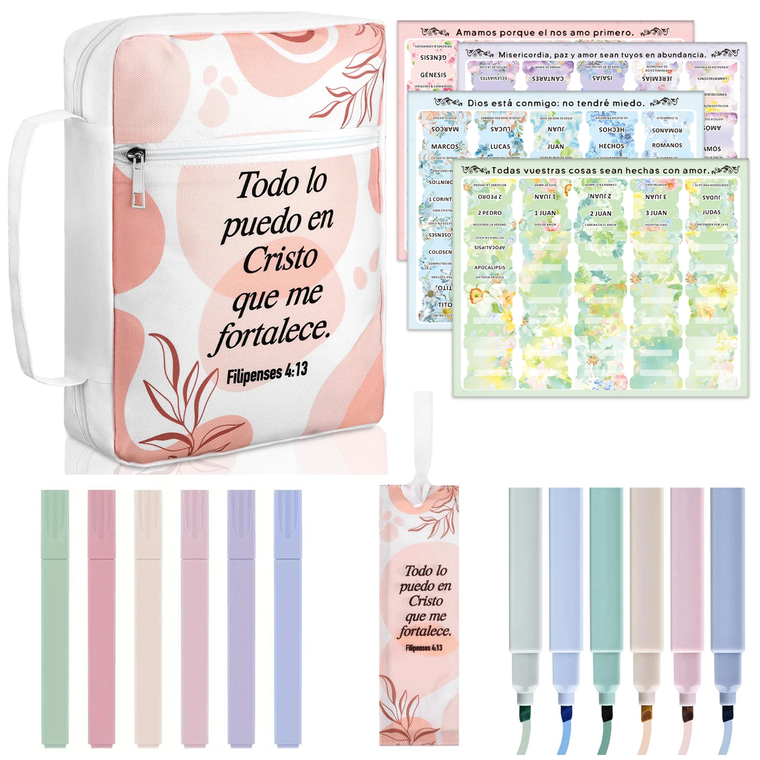 1pc Spanish Bible Cover Case, with 6 highlighter , 80 Large Print Laminated Spanish Bible Tabs,Book Summaries & Inspirational
1pc Spanish Bible Cover Case, with 6 highlighter , 80 Large Print Laminated Spanish Bible Tabs,Book Summaries & Inspirational