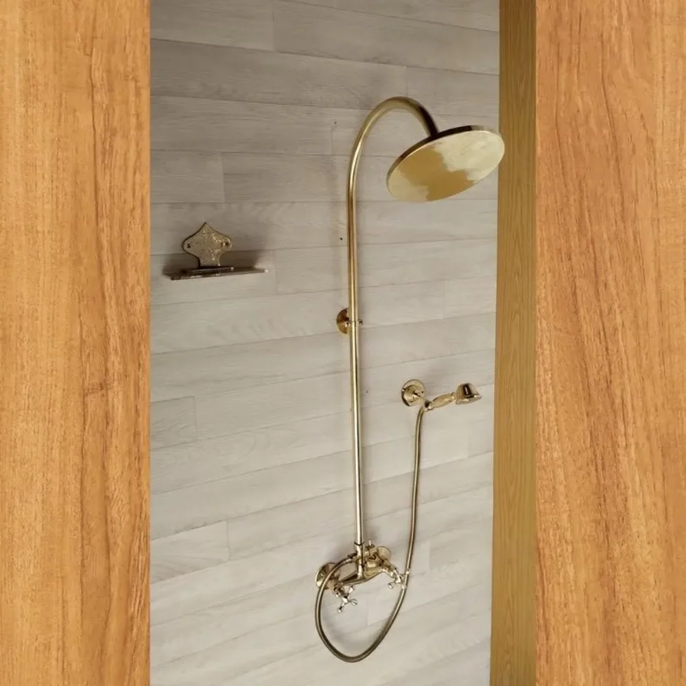 Unlacquered Brass High-Pressure Shower System with Handheld Spray and Round Shower Head – Antique-Style Outdoor/Indoor Shower
Unlacquered Brass High-Pressure Shower System with Handheld Spray and Round Shower Head – Antique-Style Outdoor/Indoor Shower
