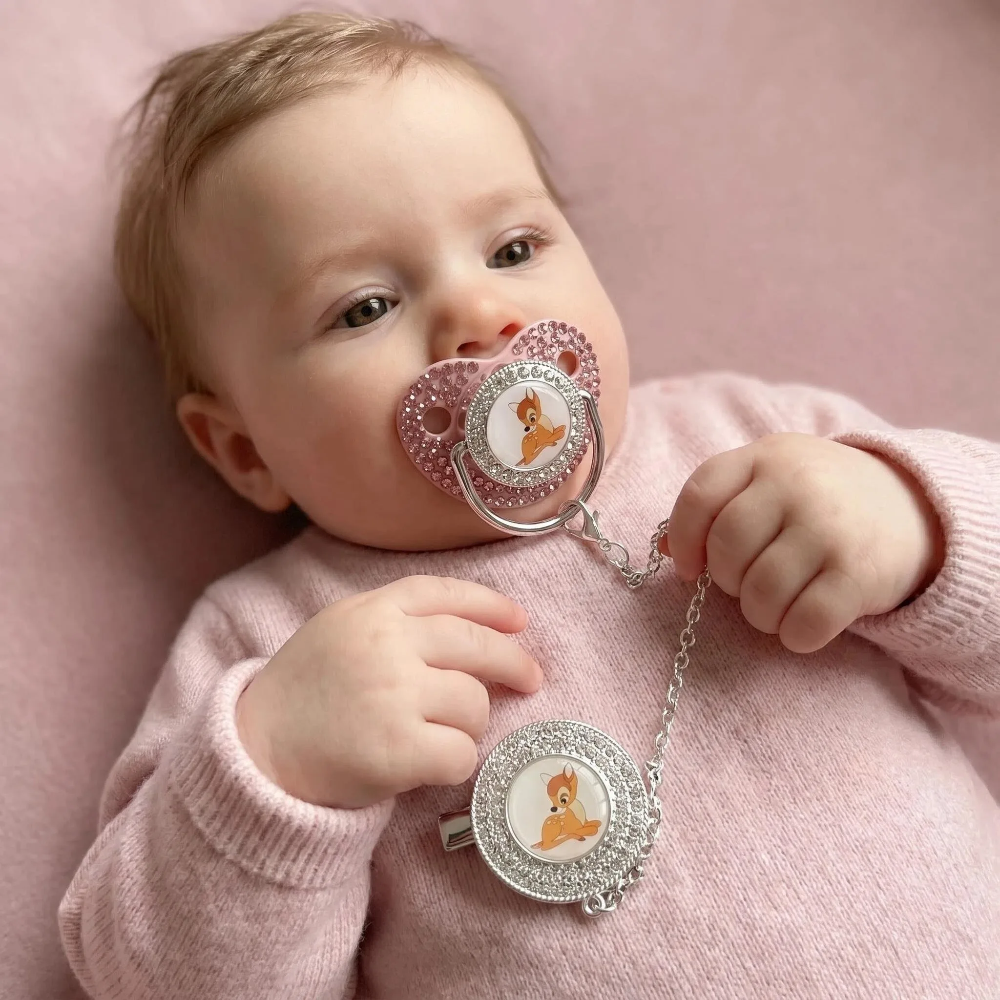 Cartoon reindeer print pacifier and chain clamp human baby essentials Say no to anxiety Little baby comfort nipple teething toy
Cartoon reindeer print pacifier and chain clamp human baby essentials Say no to anxiety Little baby comfort nipple teething toy