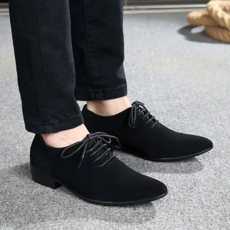 Men Suede Leather Pointed Toe Shoes Korean Style Trendy British Business Casual Elevator Dress Shoes Hidden Height Increase
Men Suede Leather Pointed Toe Shoes Korean Style Trendy British Business Casual Elevator Dress Shoes Hidden Height Increase