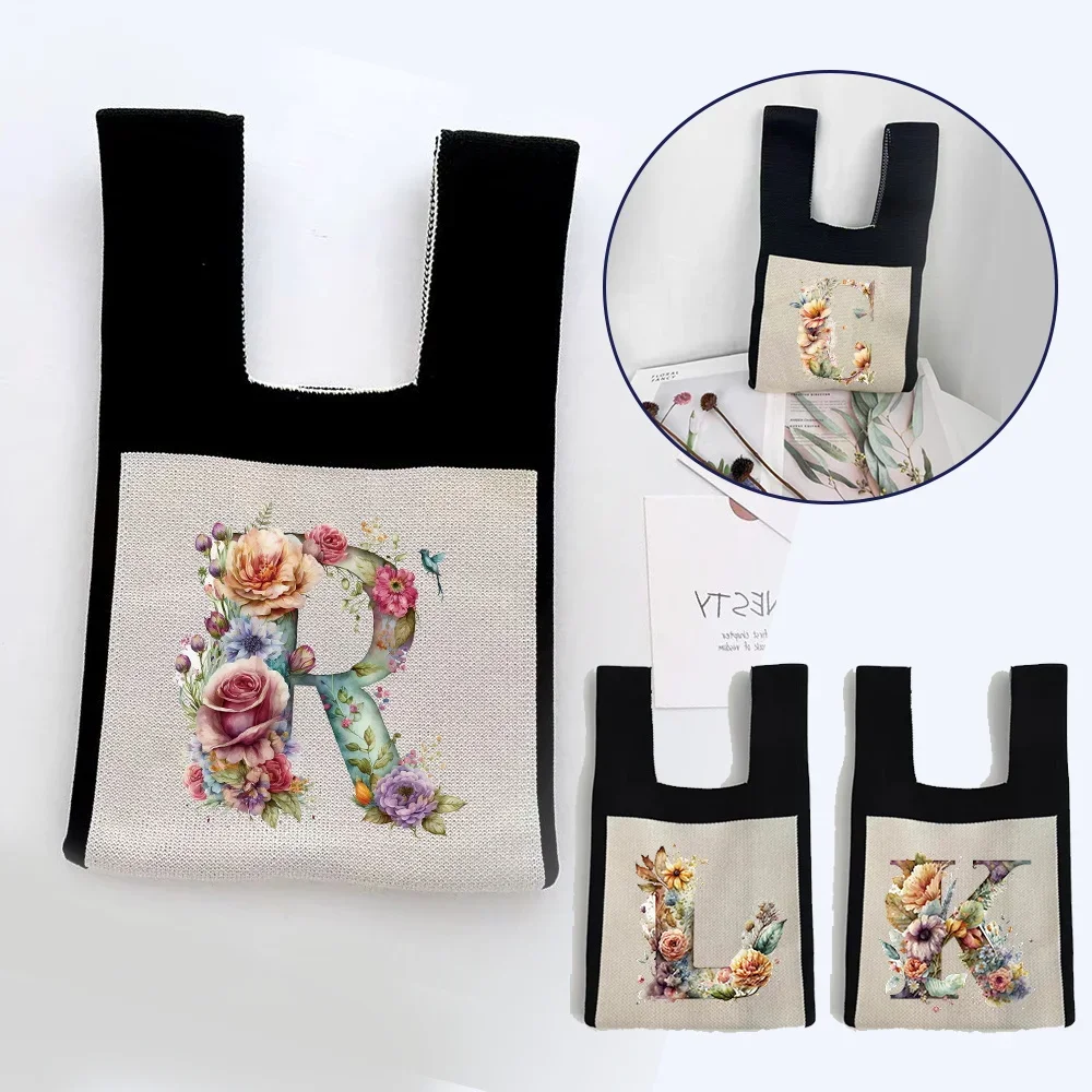 Knot Wrist Tote Bag Knitted Bags Women Crochet Coin Purse Organizer Wallet Autumn Winter Handbags Floral Letter Printed Series
Knot Wrist Tote Bag Knitted Bags Women Crochet Coin Purse Organizer Wallet Autumn Winter Handbags Floral Letter Printed Series