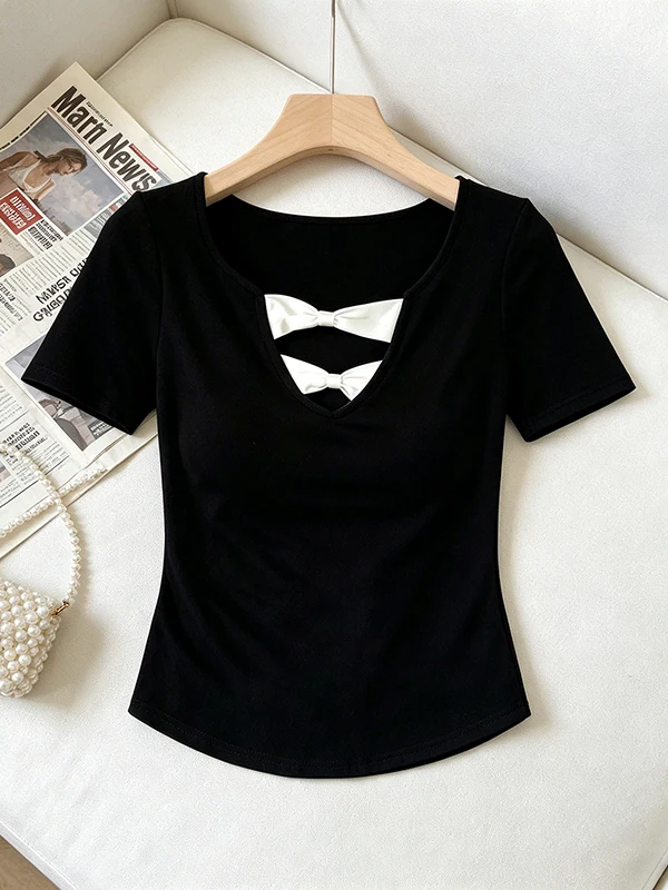 Slimming Korean Style plus Size Black Short Sleeve T-Shirt Women's Summer Fashionable Waist-Cinching Top for Plump Ladies
Slimming Korean Style plus Size Black Short Sleeve T-Shirt Women's Summer Fashionable Waist-Cinching Top for Plump Ladies