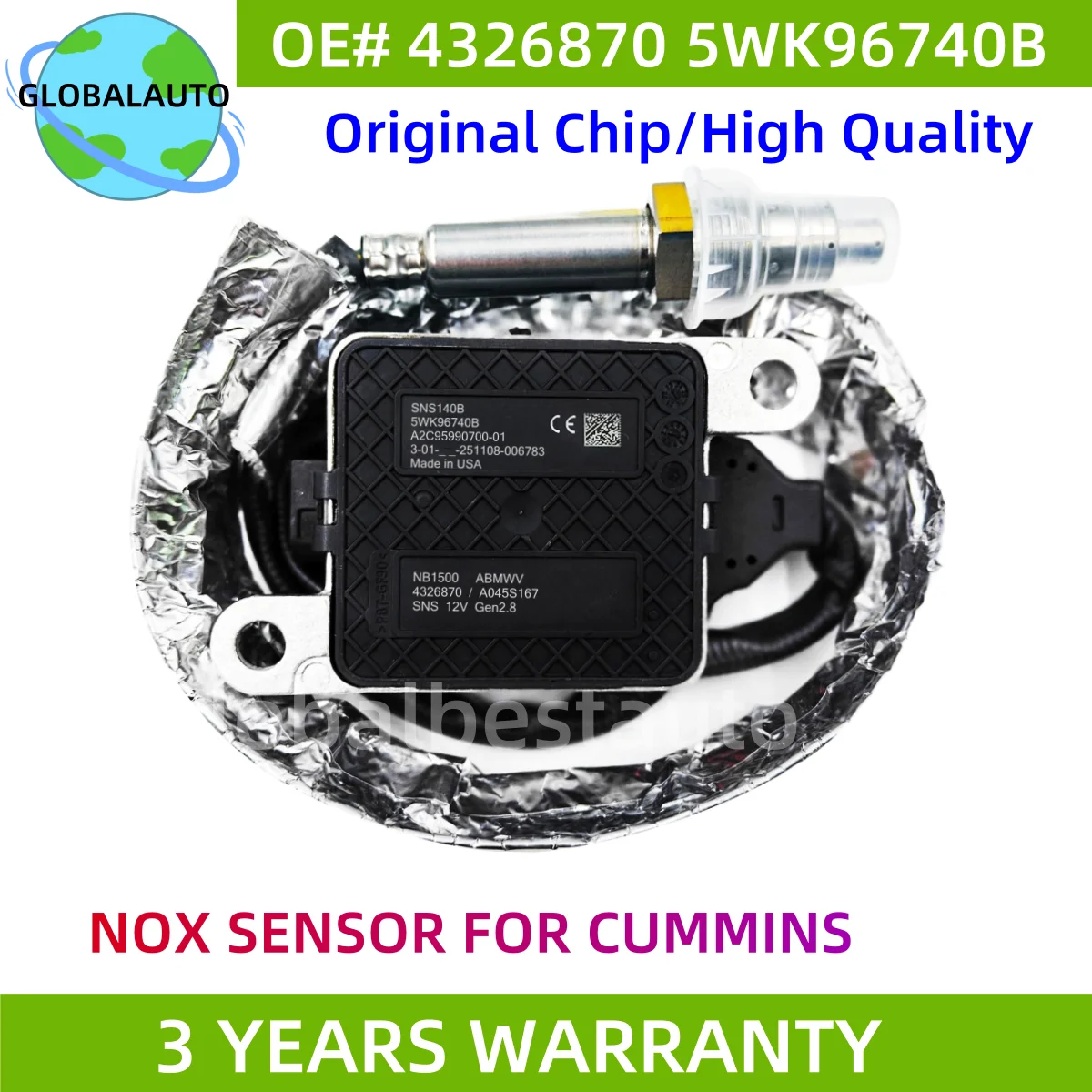 4326870 5WK96740B Original New Nitrogen Oxide Sensor Nox Sensor for Cummins 2013-18 11.9L 15L ISX15 Freightliner Kenworth
4326870 5WK96740B Original New Nitrogen Oxide Sensor Nox Sensor for Cummins 2013-18 11.9L 15L ISX15 Freightliner Kenworth
