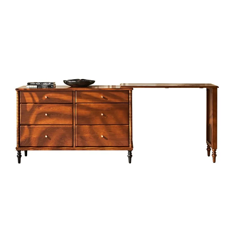 French retro solid wood chest dressing table, antique household bedside storage makeup table
French retro solid wood chest dressing table, antique household bedside storage makeup table