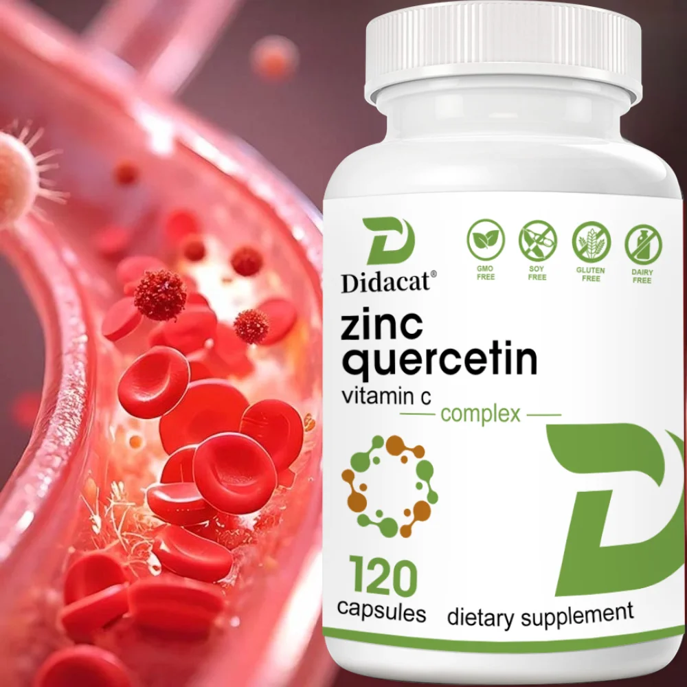 Quercetin Capsules with Zinc & Vitamin C, Antioxidant, Supports Respiratory, Cardiovascular Immune & Metabolism for Men & Women
Quercetin Capsules with Zinc & Vitamin C, Antioxidant, Supports Respiratory, Cardiovascular Immune & Metabolism for Men & Women
