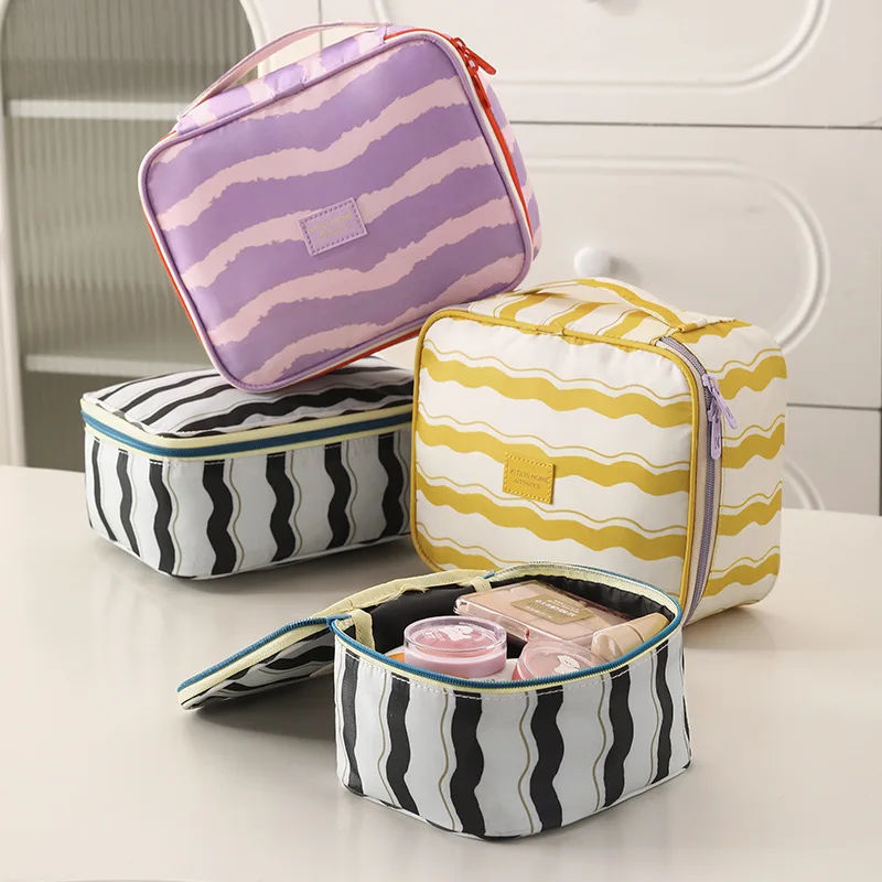 Waterproof Portable Women Makeup Bag Striped High Capacity Toiletries Storage Bag Travel Organizer Storage Cosmetic Cases Pouch
Waterproof Portable Women Makeup Bag Striped High Capacity Toiletries Storage Bag Travel Organizer Storage Cosmetic Cases Pouch