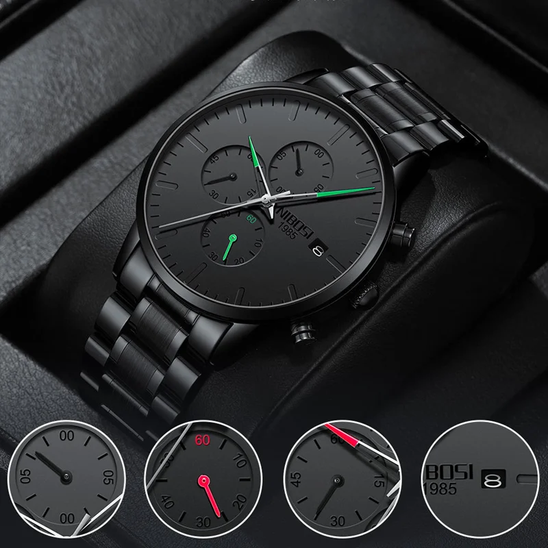 NIBOSI Men's Watches Analog Minimalist Black Dial Watch for Men Business Chronograph Military Casual Wristwatch Stainless Clock
NIBOSI Men's Watches Analog Minimalist Black Dial Watch for Men Business Chronograph Military Casual Wristwatch Stainless Clock