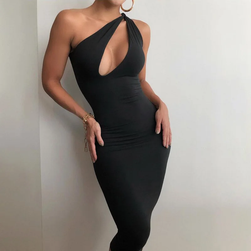 Summer Fashion Hollow Midnight Sexy Long Skirt Solid Color Single Shoulder Hollow Women's Slimming Slant Shoulder Party Dress
Summer Fashion Hollow Midnight Sexy Long Skirt Solid Color Single Shoulder Hollow Women's Slimming Slant Shoulder Party Dress