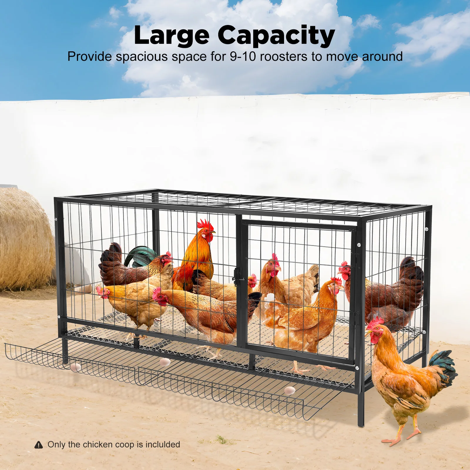 Indoor Outdoor Chicken Coop, Chicken Enclosure, Chicken Coop with Automatic Egg Collection Capacity About 9-10 Roosters
Indoor Outdoor Chicken Coop, Chicken Enclosure, Chicken Coop with Automatic Egg Collection Capacity About 9-10 Roosters