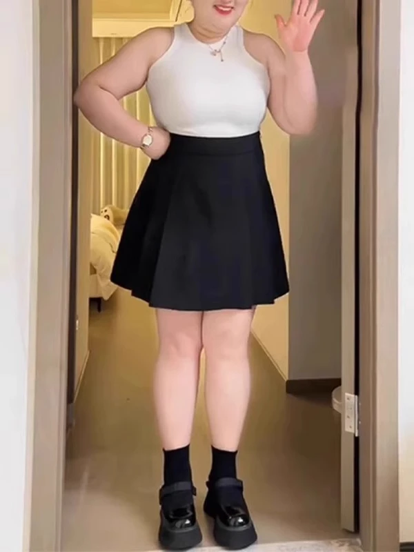 Новая весенняя плиссированная юбка А-силуэта с высокой талией для женщин больших размеров, повседневная, непрозрачная, в корейском стиле, однотонная, для работы и отдыха
Новая весенняя плиссированная юбка А-силуэта с высокой талией для женщин больших размеров, повседневная, непрозрачная, в корейском стиле, однотонная, для работы и отдыха