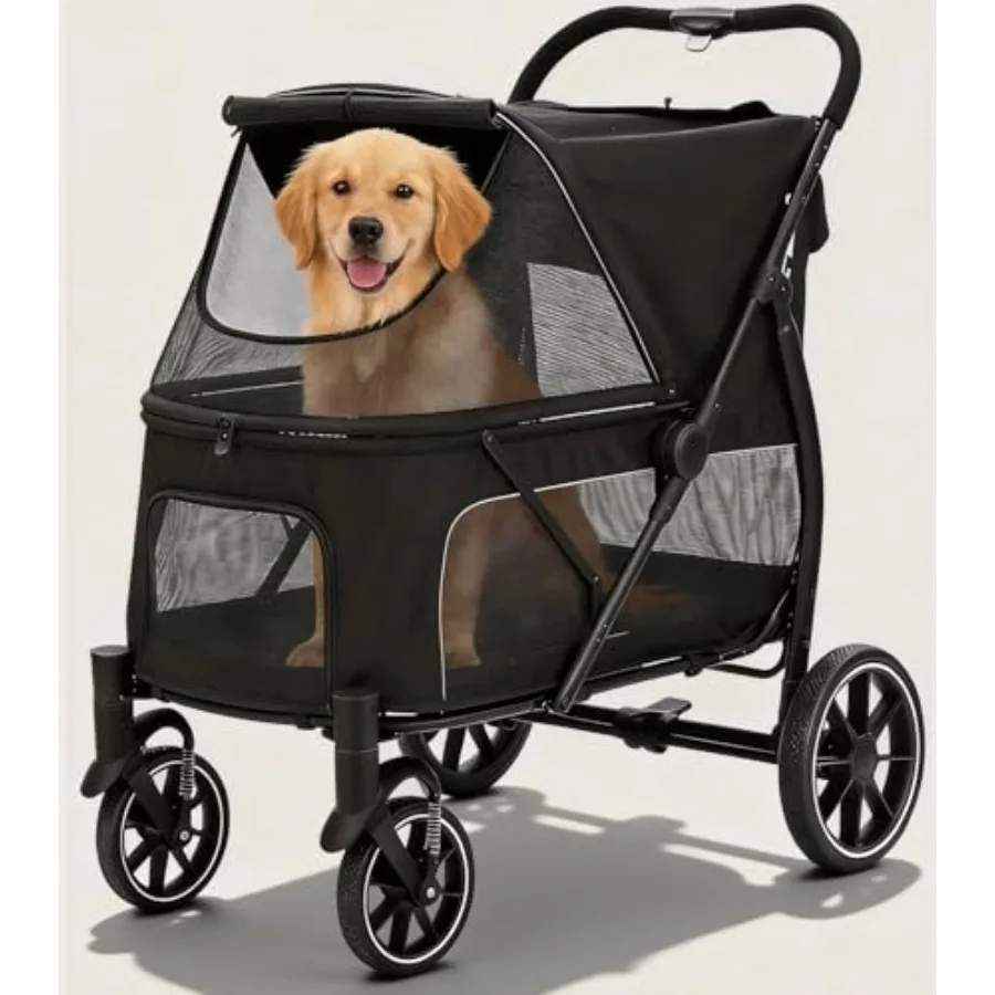 Large Dogs Stroller for Multiple Pets up to 100lbs, Ultra-Breathable 1680D Waterproof Oxford Fiber Black,All-Terrain with Mesh
Large Dogs Stroller for Multiple Pets up to 100lbs, Ultra-Breathable 1680D Waterproof Oxford Fiber Black,All-Terrain with Mesh