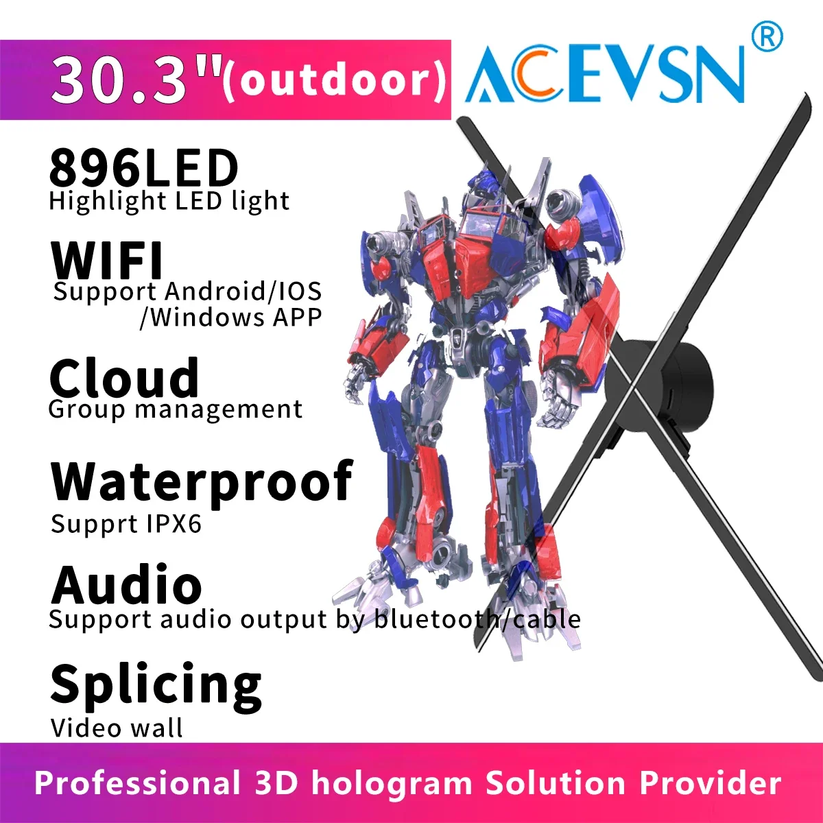 30.3" IPX6 Waterproof 3D Hologram Advertising Fan with LED Display - Custom Branding DIY Kit for Outdoor Mall Events
30.3" IPX6 Waterproof 3D Hologram Advertising Fan with LED Display - Custom Branding DIY Kit for Outdoor Mall Events