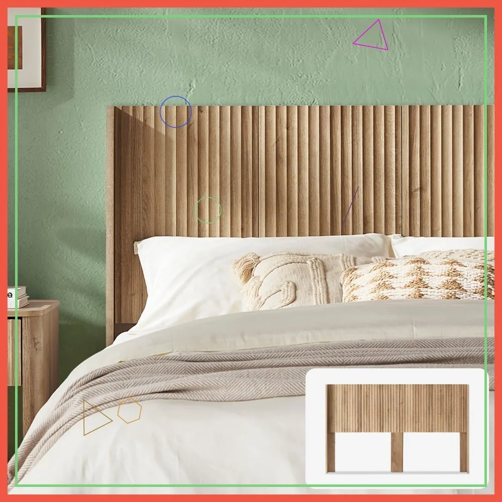 Modern Farmhouse King Size Wood Headboard with Fluted Panel and Wingback Design, Wall Mounted Golden Oak
Modern Farmhouse King Size Wood Headboard with Fluted Panel and Wingback Design, Wall Mounted Golden Oak