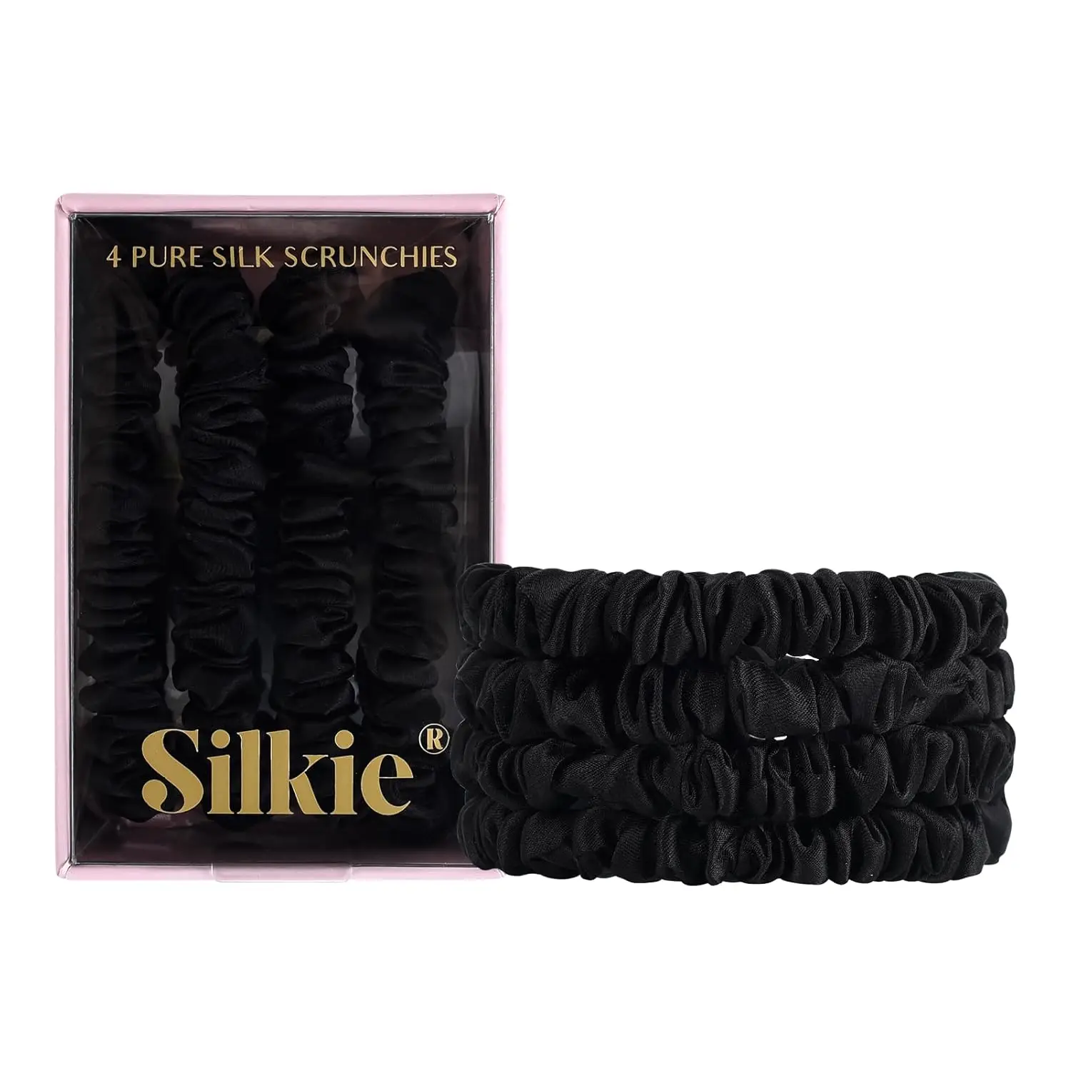 4 Pack Mulberry Silk Scrunchies - No Hair Damage, Skinny Ties with Travel Pouch
4 Pack Mulberry Silk Scrunchies - No Hair Damage, Skinny Ties with Travel Pouch