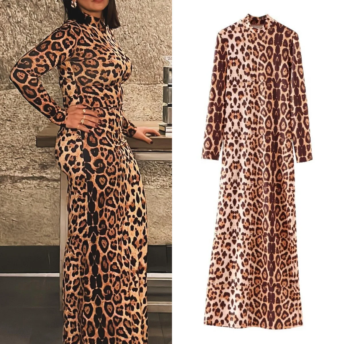 TRAF Leopard Print Maxi Dress Women's Retro Slim Dress Long Sleeve Elegant Party Dress Midi Prom Evening Dress 2024 Summer
TRAF Leopard Print Maxi Dress Women's Retro Slim Dress Long Sleeve Elegant Party Dress Midi Prom Evening Dress 2024 Summer
