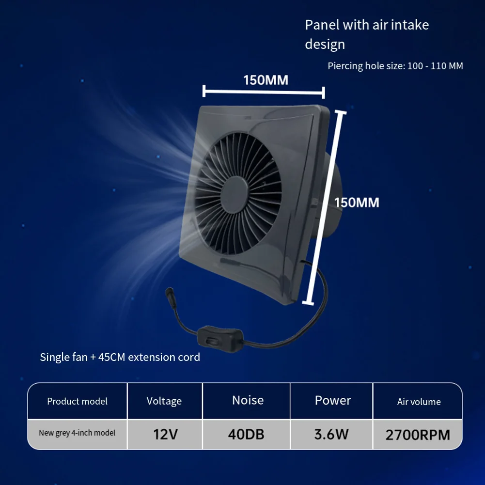 Pet Breeding Fan Industrial Exhaust Fan 4 Inches 150x150x100 Mm Fireproof Material Pure Copper Motor Solar Panel Compatible
Pet Breeding Fan Industrial Exhaust Fan 4 Inches 150x150x100 Mm Fireproof Material Pure Copper Motor Solar Panel Compatible